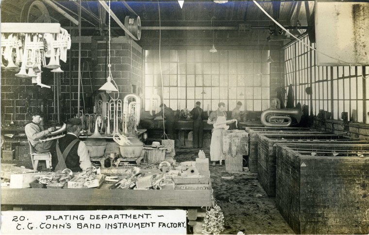 C.G. Conn's Band Instrument Factory 1913-Plating Department