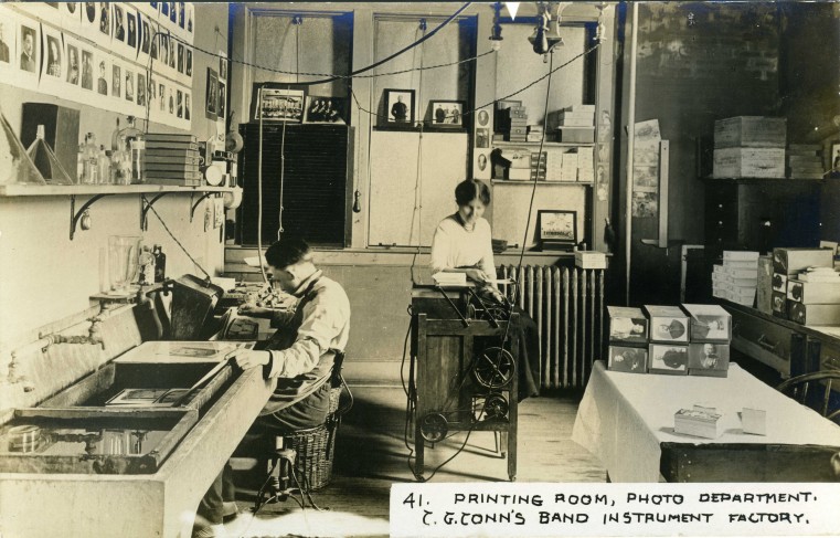 C.G. Conn's Band Instrument Factory 1913-Printing Room, Photo Department