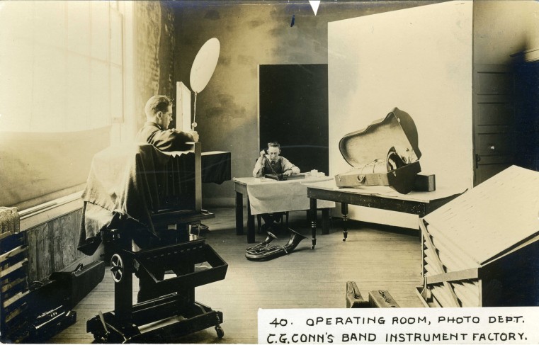 C.G. Conn's Band Instrument Factory 1913-Operating Room, Photo Dept