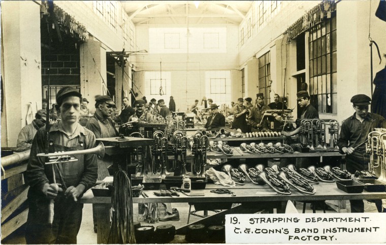 C.G. Conn's Band Instrument Factory 1913-Strapping Department