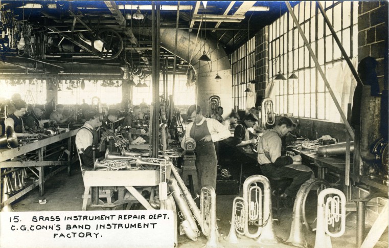 C.G. Conn's Band Instrument Factory 1913-Brass Instrument Repair Dept